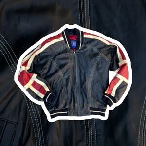 multi color leather jacket